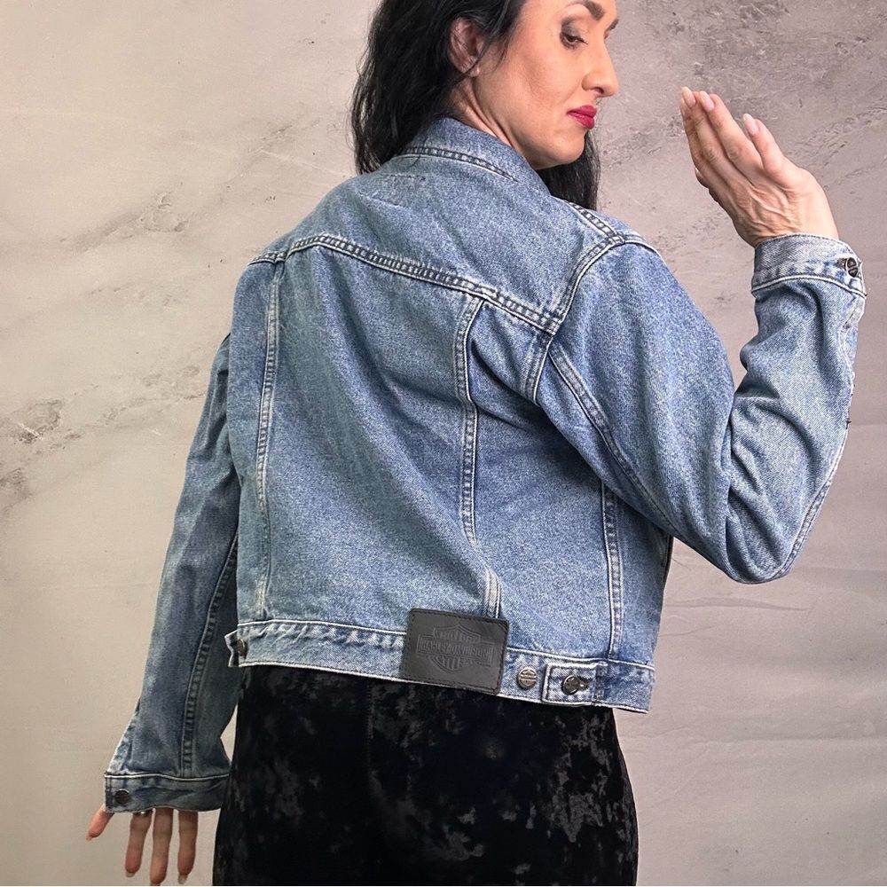 Harley Davidson denim jean jacket coat ￼ - Picture 2 of 6